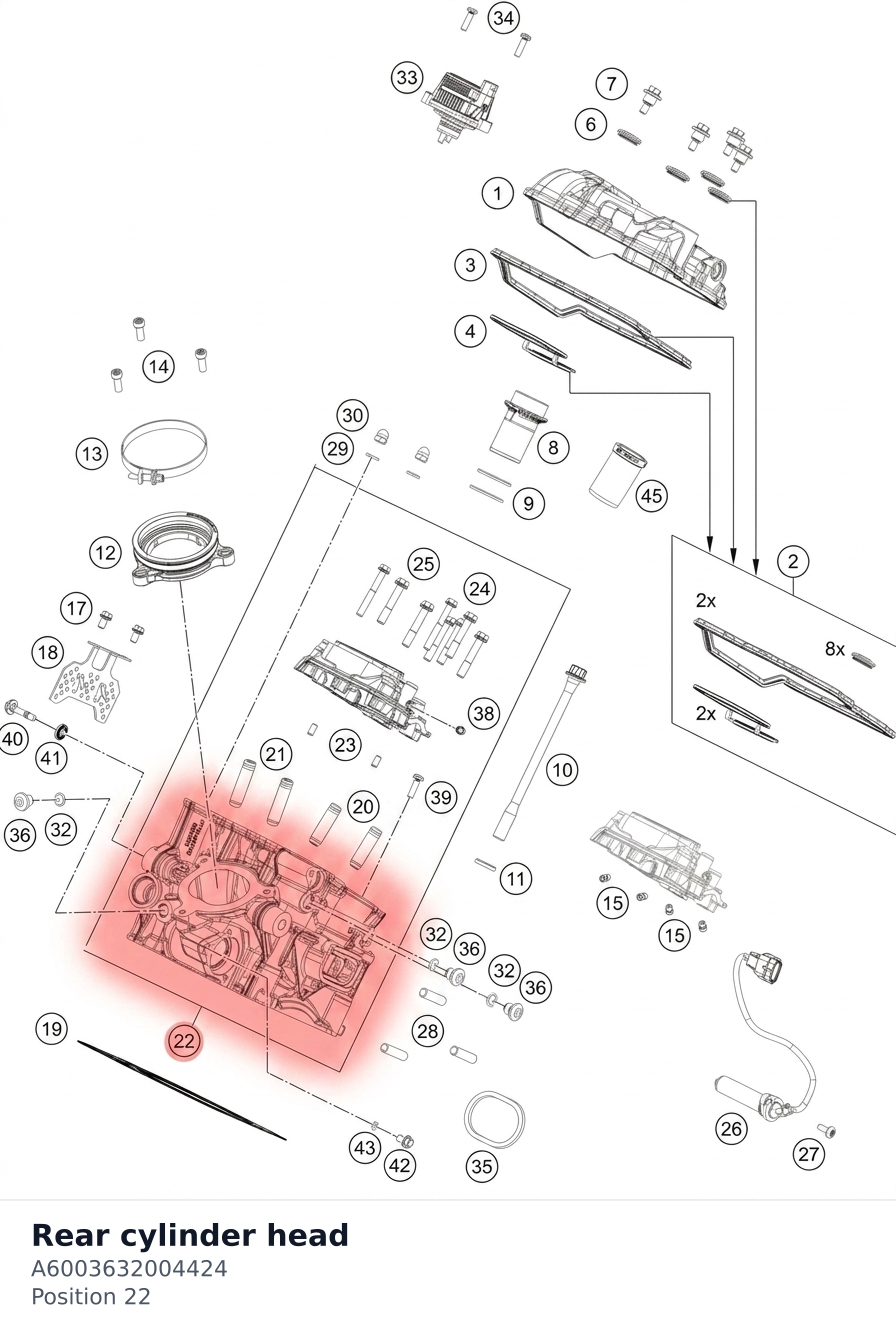 Diagram preview: Rear cylinder head (A6003632004424)