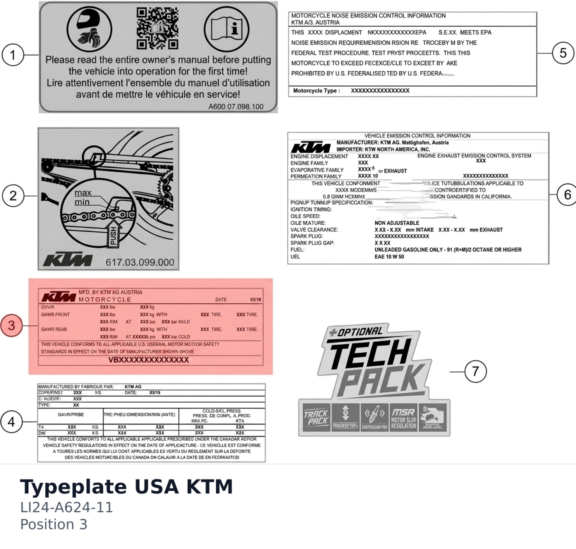 Diagram preview: Typeplate USA KTM (LI24-A624-11)
