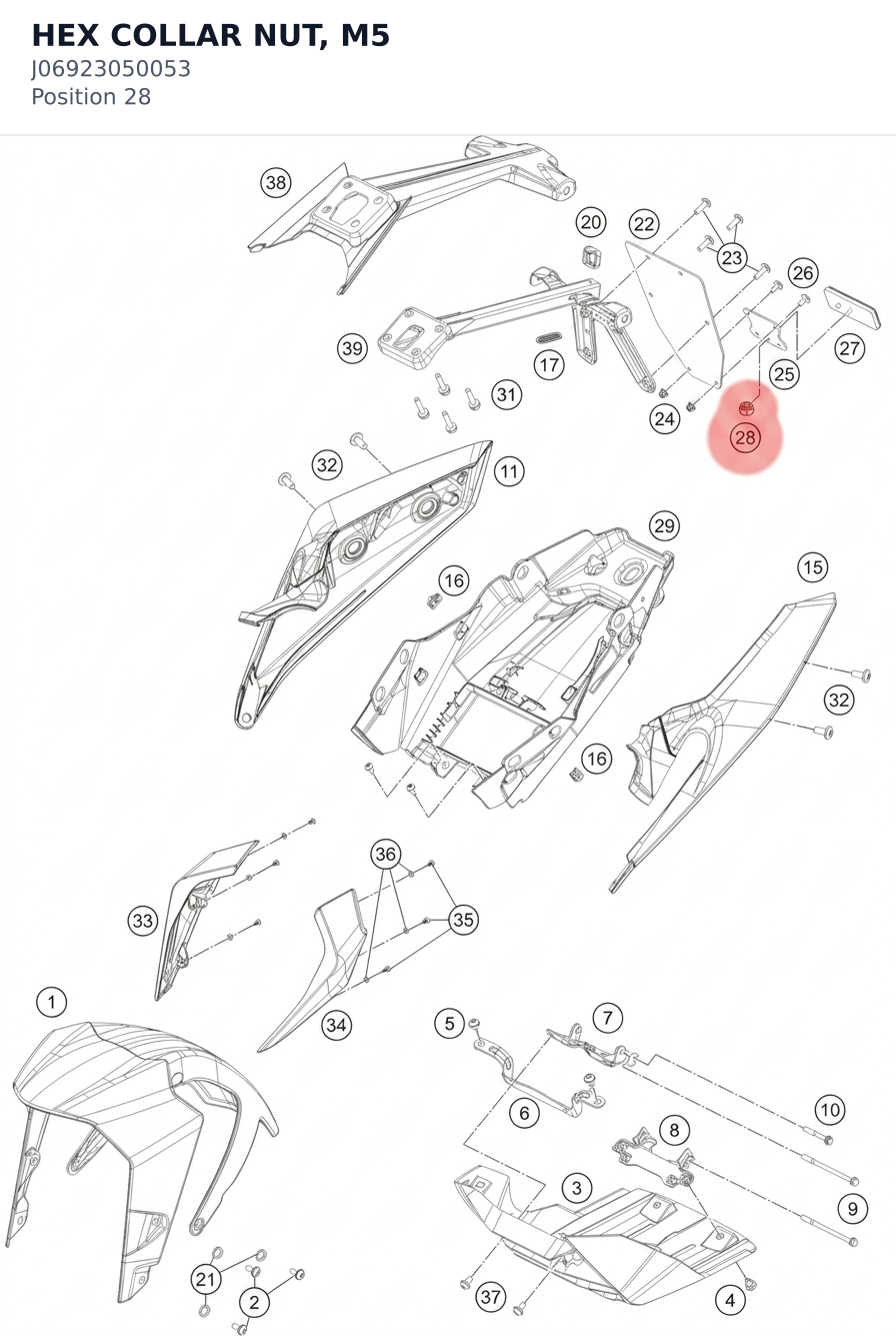 Diagram preview: HEX COLLAR NUT, M5 (J06923050053)
