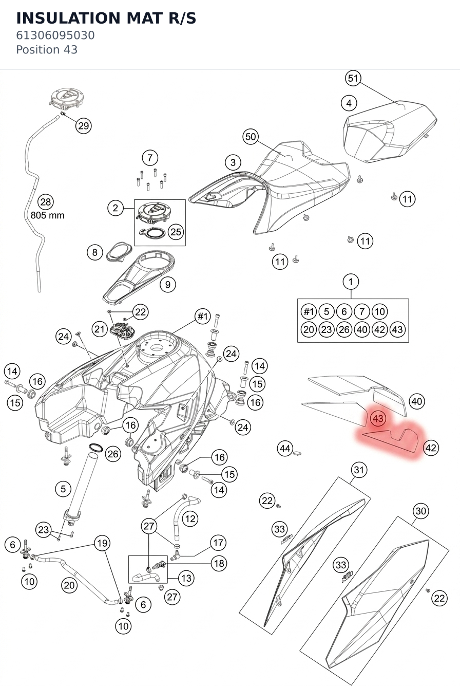 Diagram preview: INSULATION MAT R/S (61306095030)