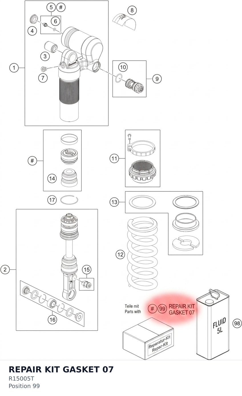 Diagram preview: REPAIR KIT GASKET 07 (R15005T)