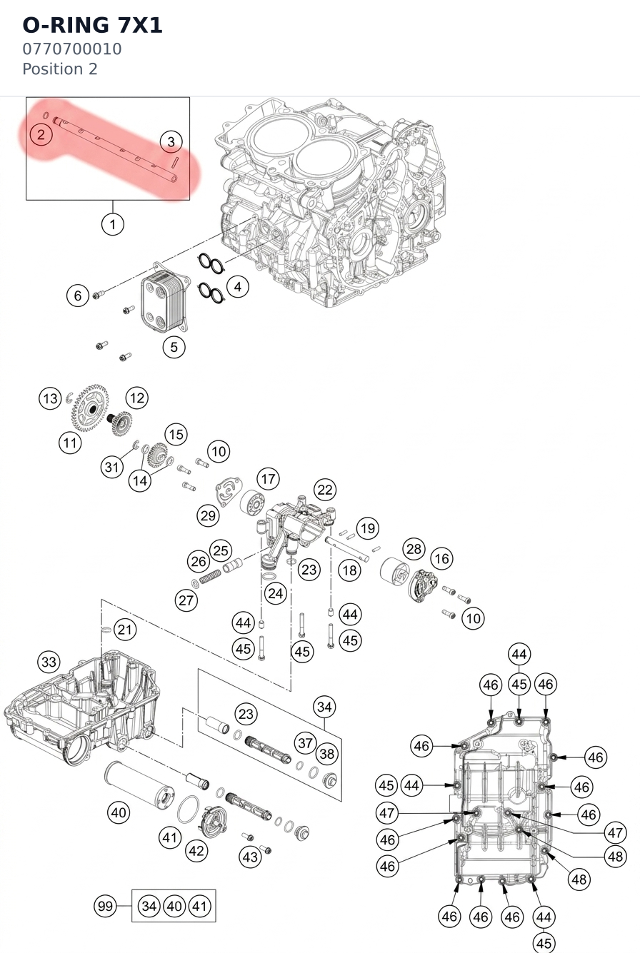 Diagram preview: O-RING 7X1 (0770700010)