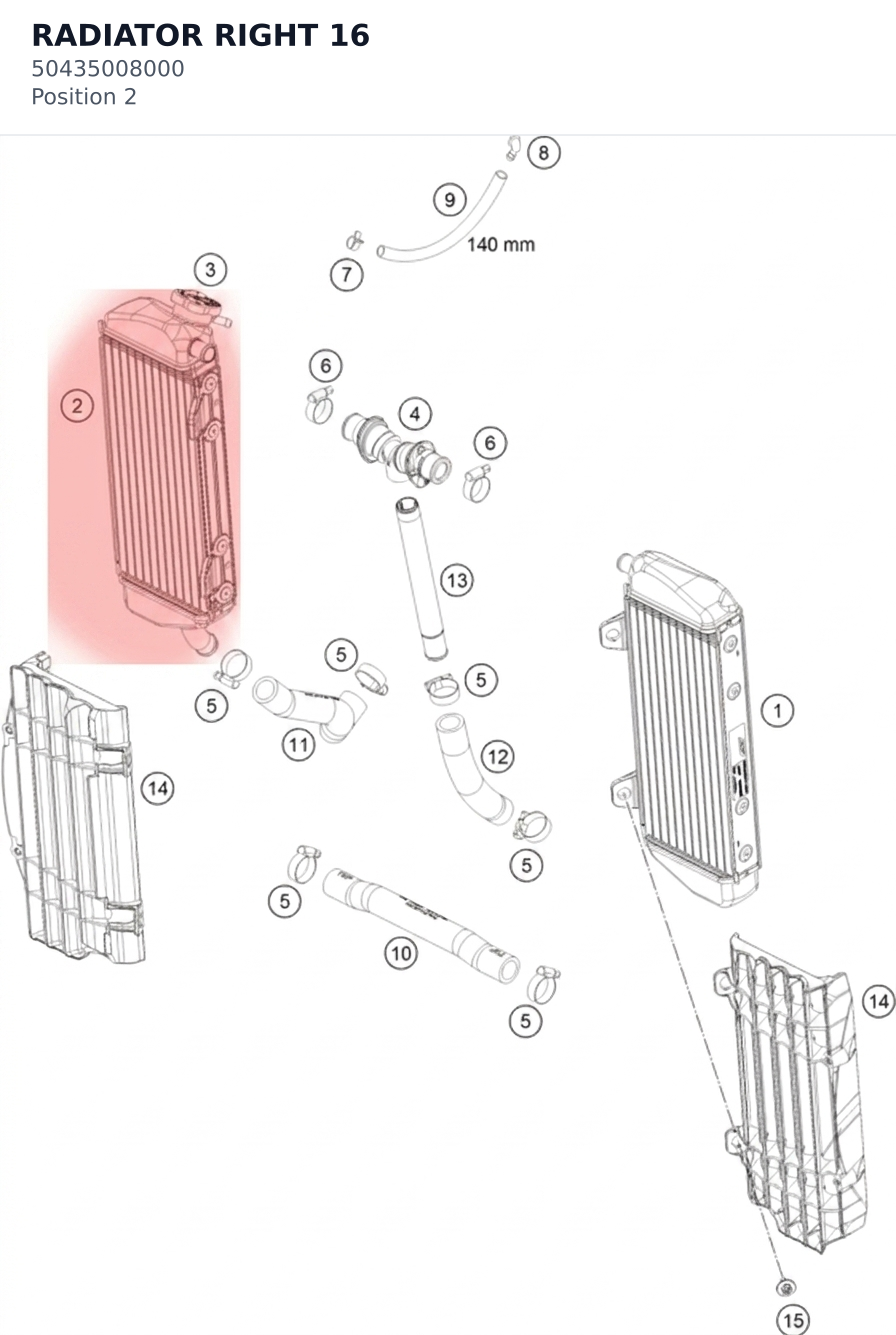 Diagram preview: RADIATOR RIGHT 16 (50435008000)