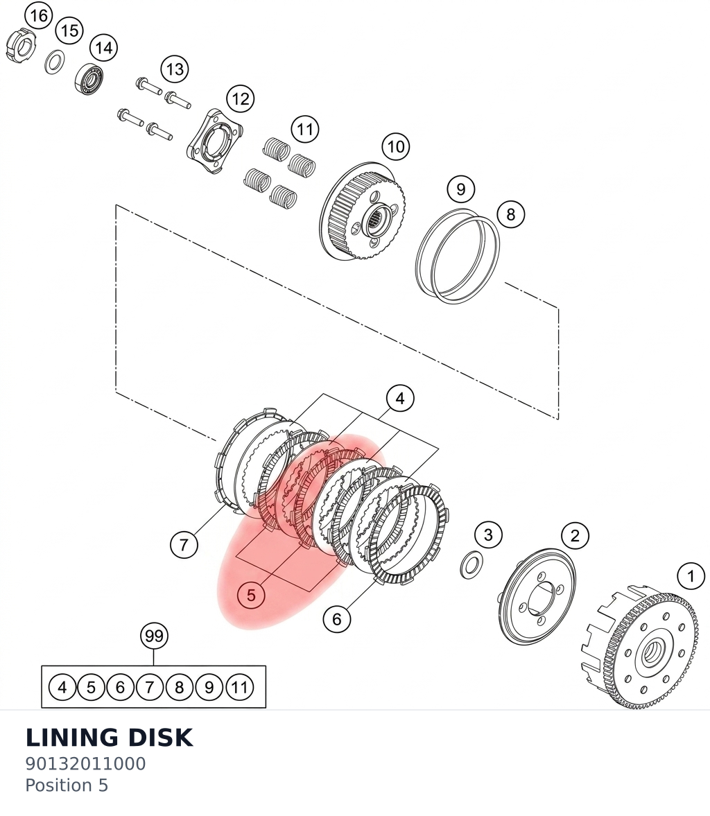 Diagram preview: LINING DISK (90132011000)