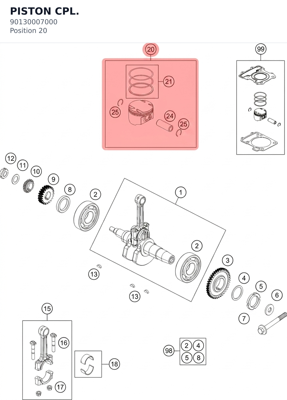 Diagram preview: PISTON CPL. (90130007000)