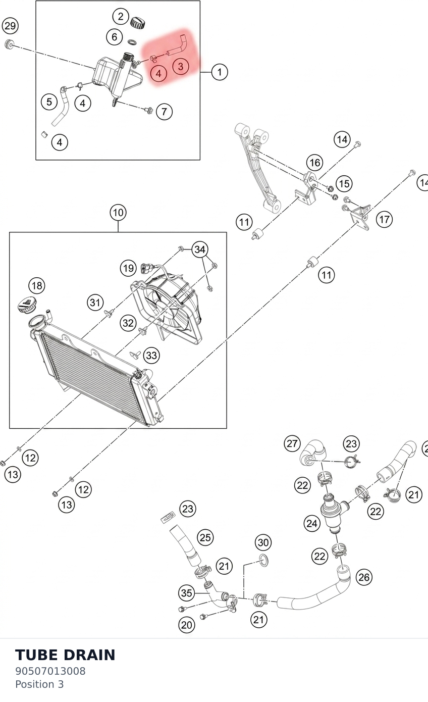 Diagram preview: TUBE DRAIN (90507013008)