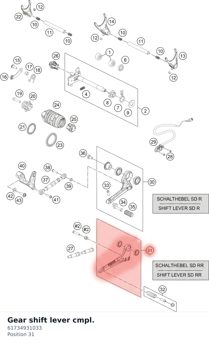 Diagram preview: Gear shift lever cmpl. (61734931033)