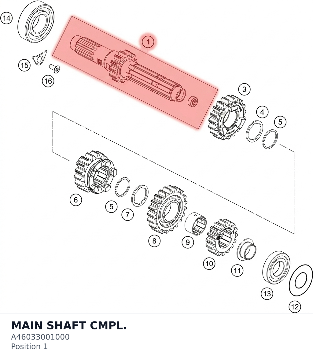 Diagram preview: MAIN SHAFT CMPL. (A46033001000)
