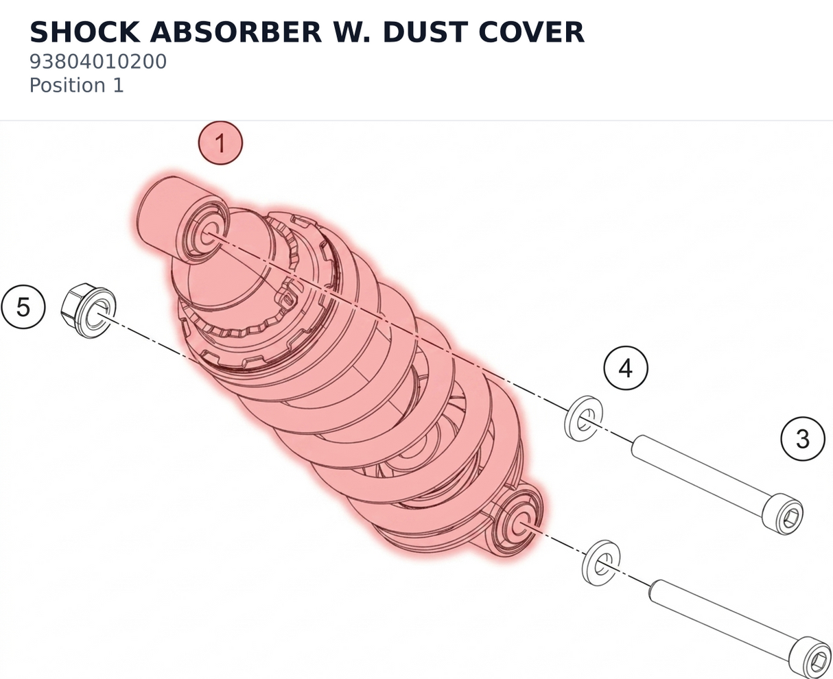 Diagram preview: SHOCK ABSORBER W. DUST COVER (93804010200)