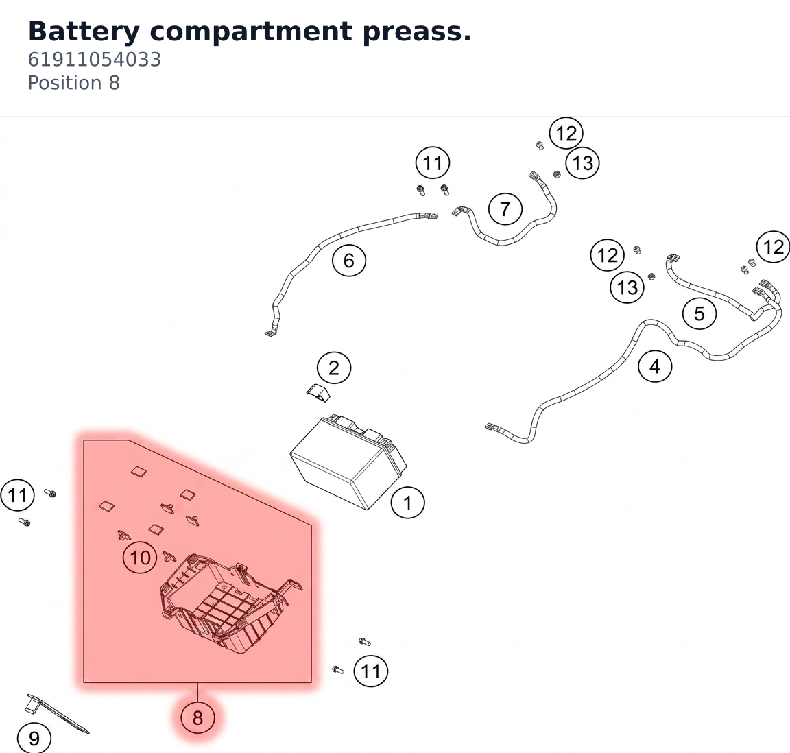 Diagram preview: Battery compartment preass. (61911054033)