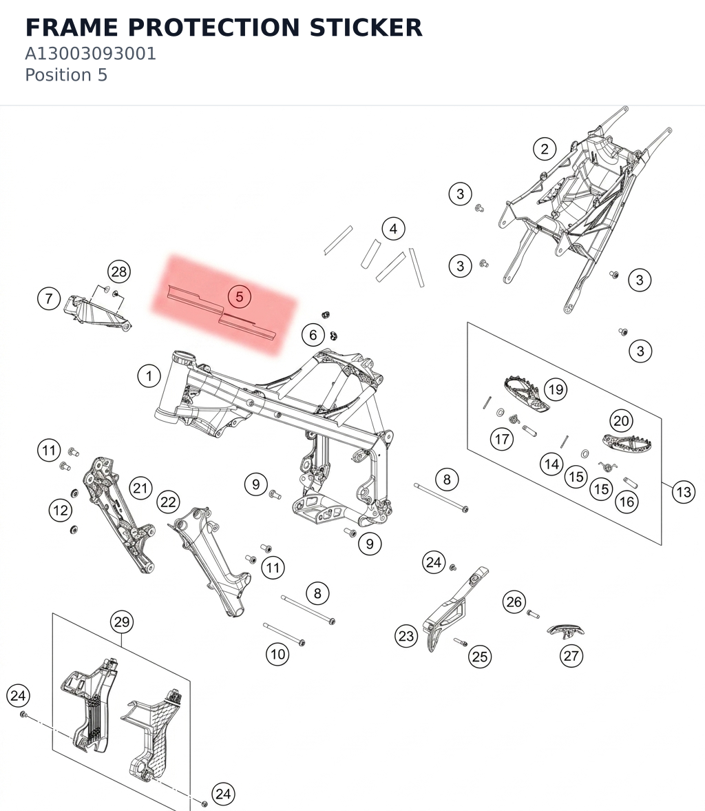 Diagram preview: FRAME PROTECTION STICKER (A13003093001)