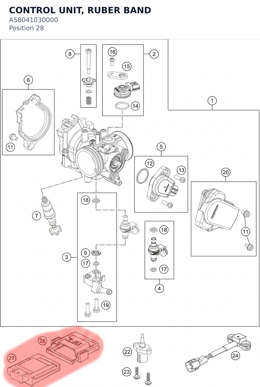 Diagram preview: CONTROL UNIT, RUBER BAND (A58041030000)