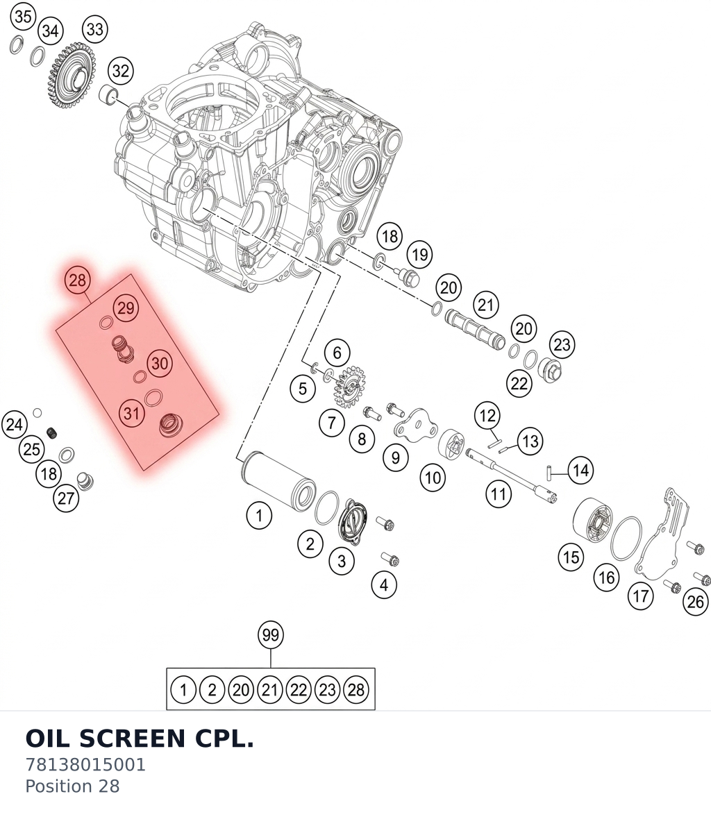 Diagram preview: OIL SCREEN CPL. (78138015001)