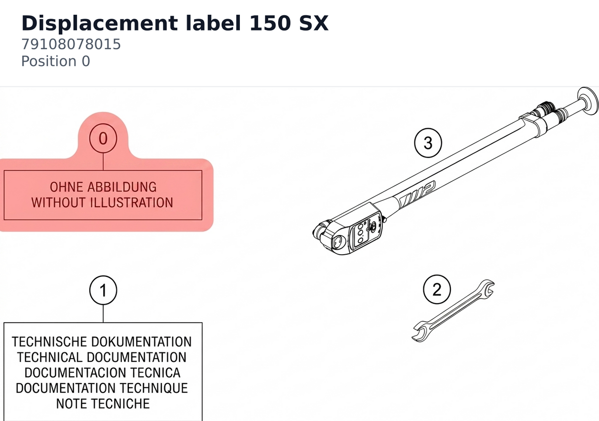 Diagram preview: Displacement label 150 SX (79108078015)