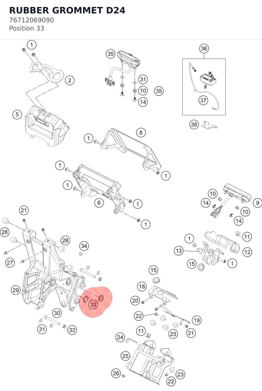Diagram preview: RUBBER GROMMET D24 (76712069090)