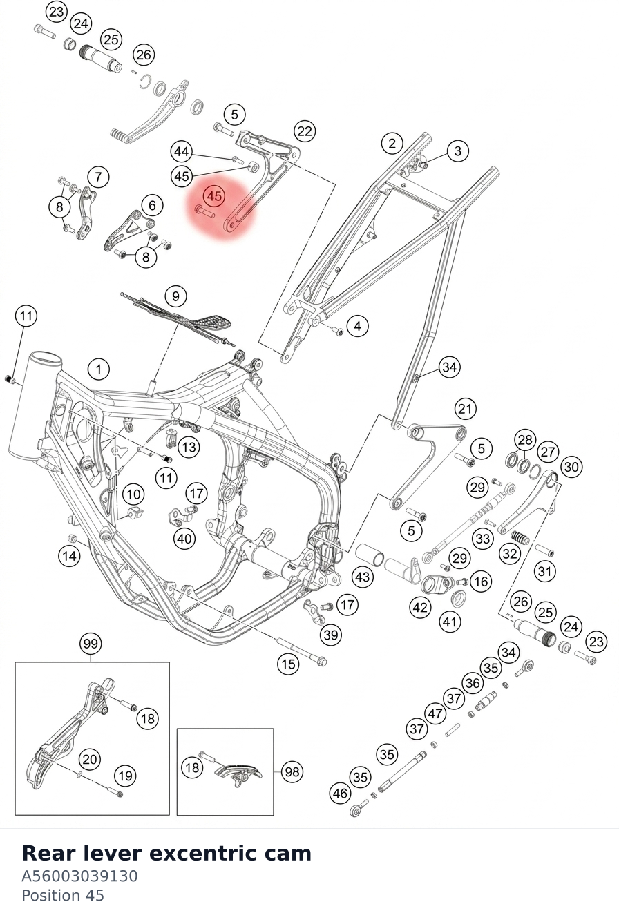 Diagram preview: Rear lever excentric cam (A56003039130)