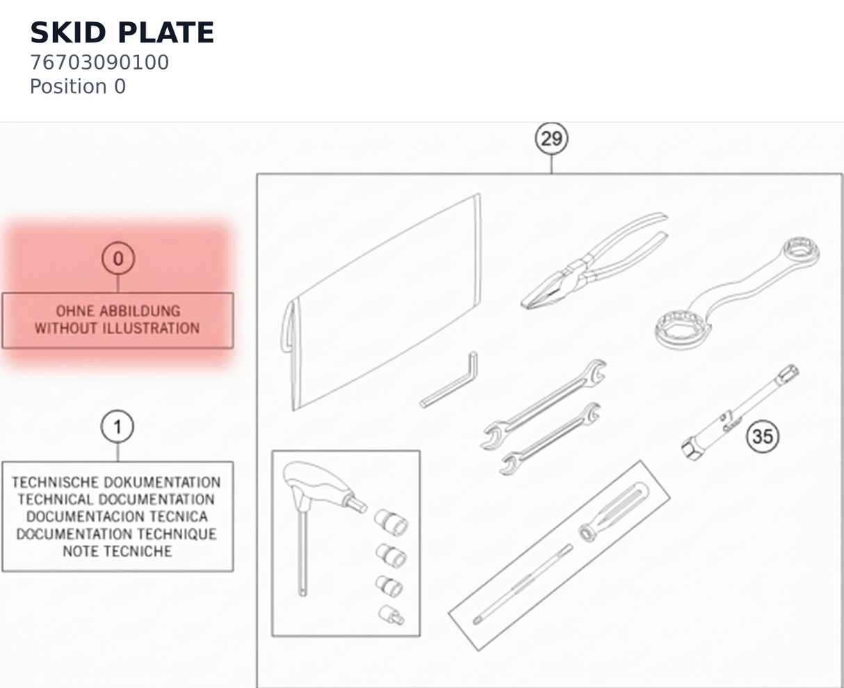 Diagram preview: SKID PLATE (76703090100)