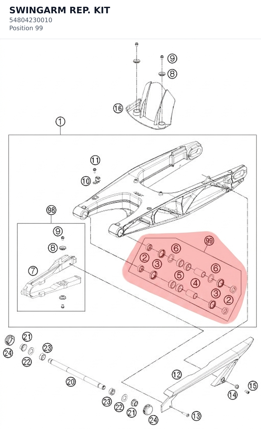 Diagram preview: SWINGARM REP. KIT (54804230010)