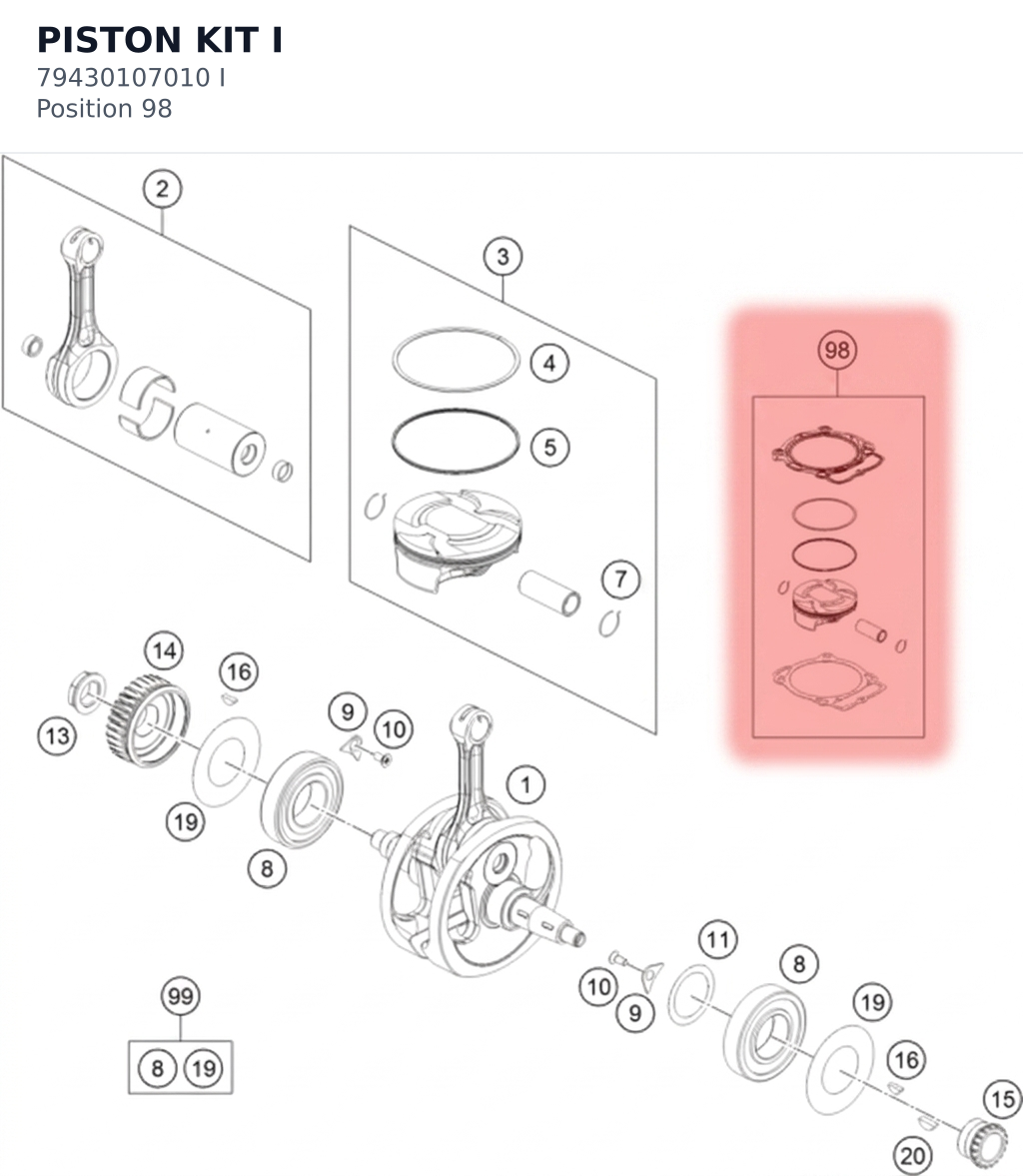 Diagram preview: PISTON KIT I (79430107010 I)
