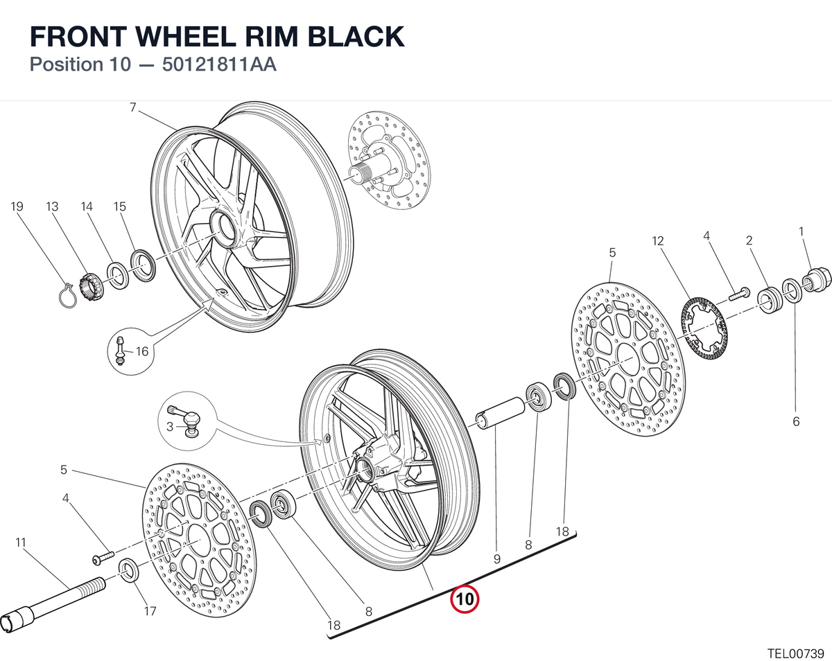 FRONT WHEEL RIM BLACK 50121811AA diagram position