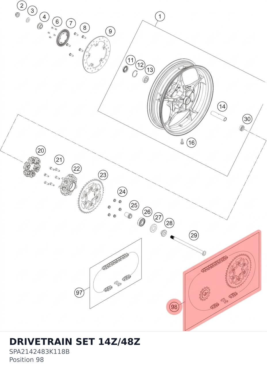 Diagram preview: DRIVETRAIN SET 14Z/48Z (SPA2142483K118B)
