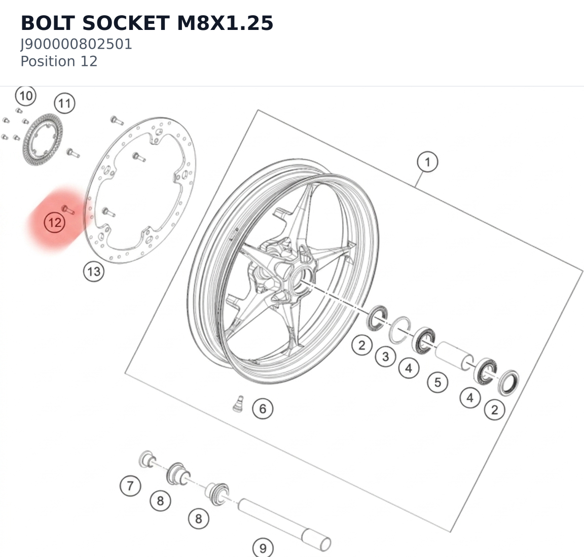 Diagram preview: BOLT SOCKET M8X1.25 (J900000802501)