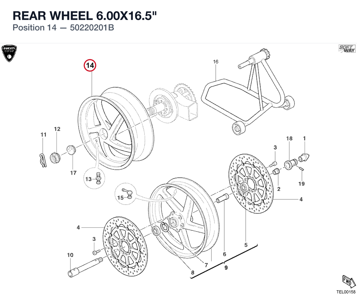 REAR WHEEL 6.00X16.5"
