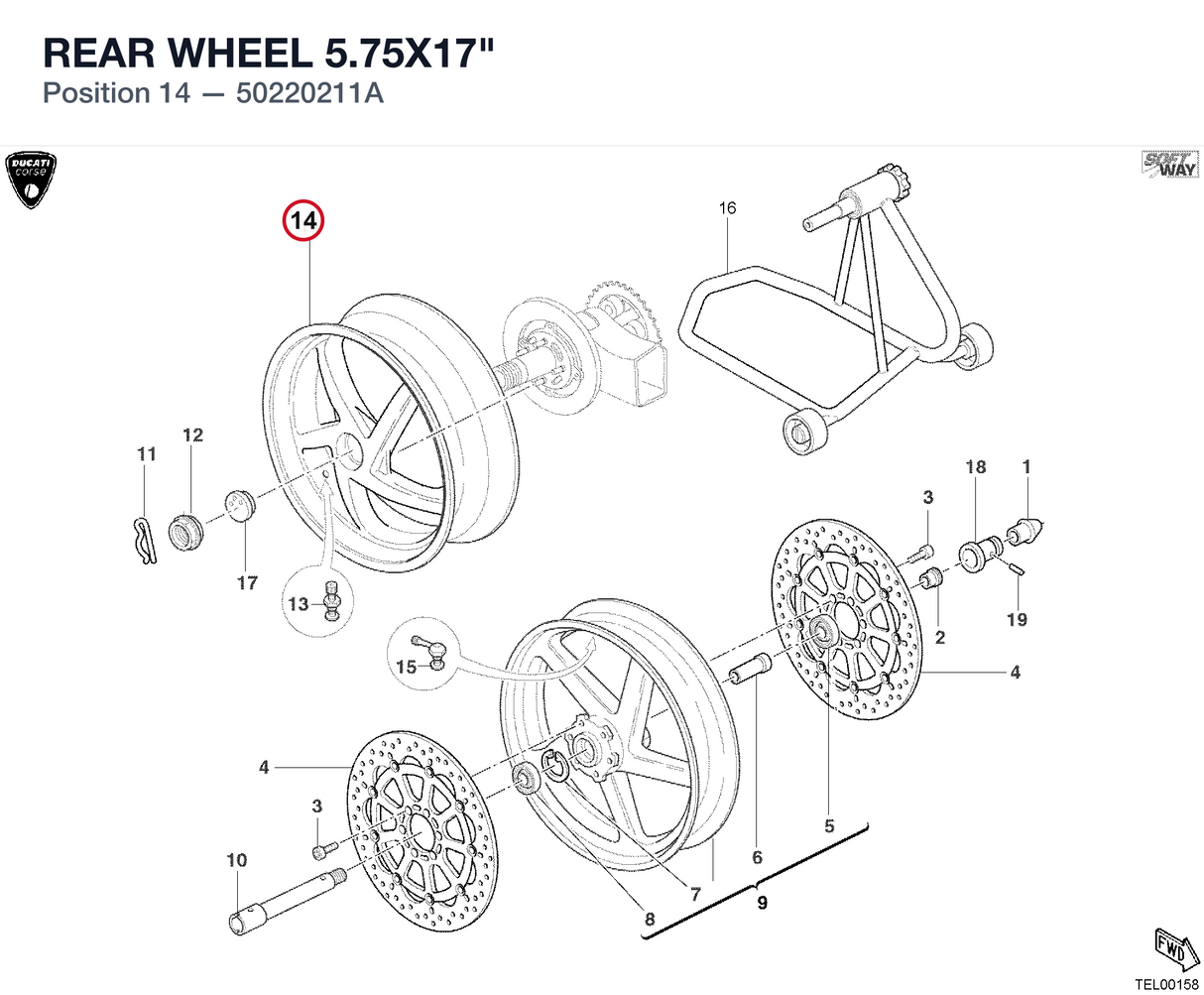REAR WHEEL 5.75X17"