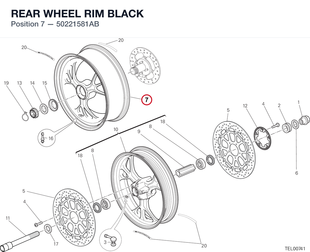 REAR WHEEL RIM BLACK 50221581AB diagram position