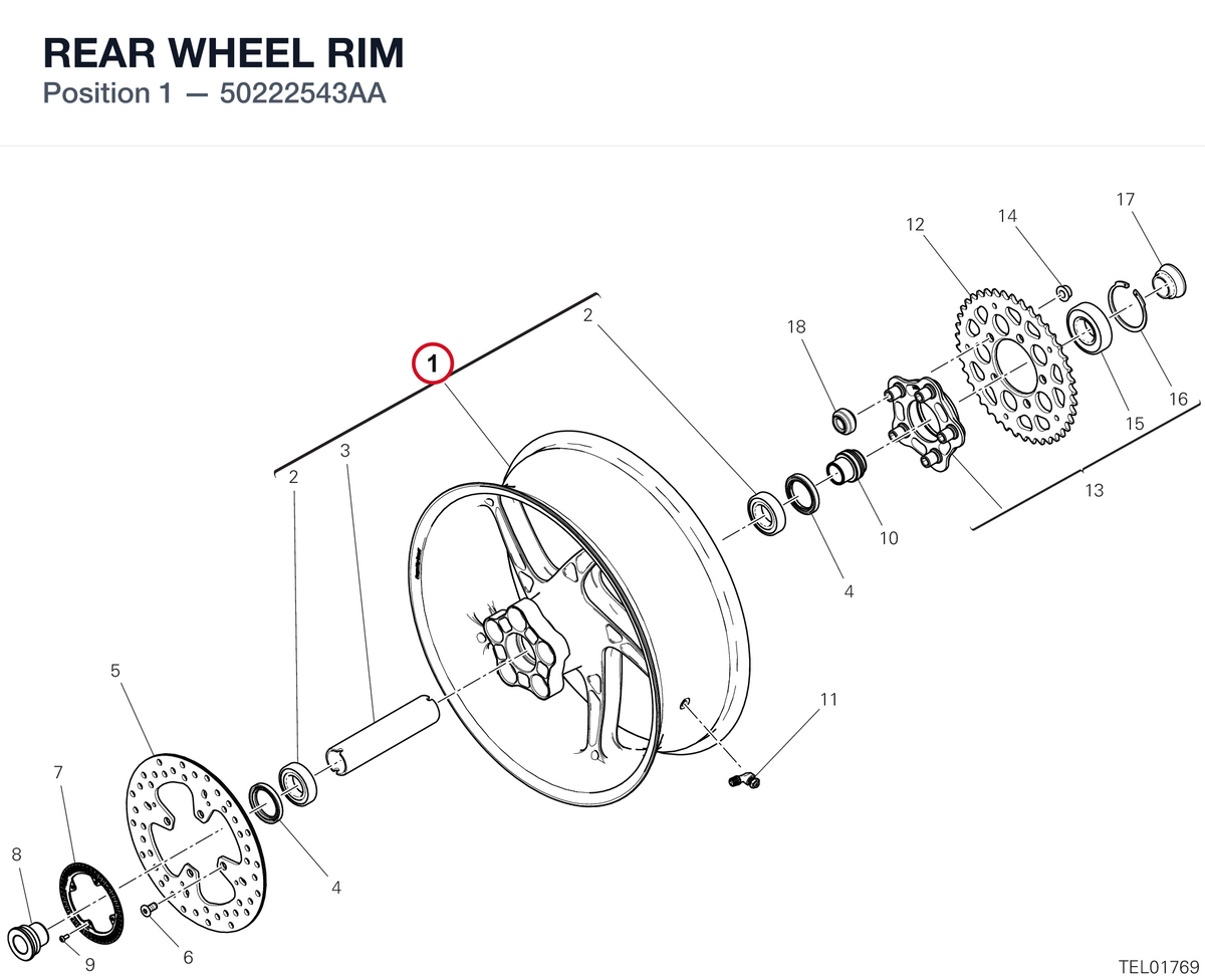 REAR WHEEL RIM 50222543AA diagram position