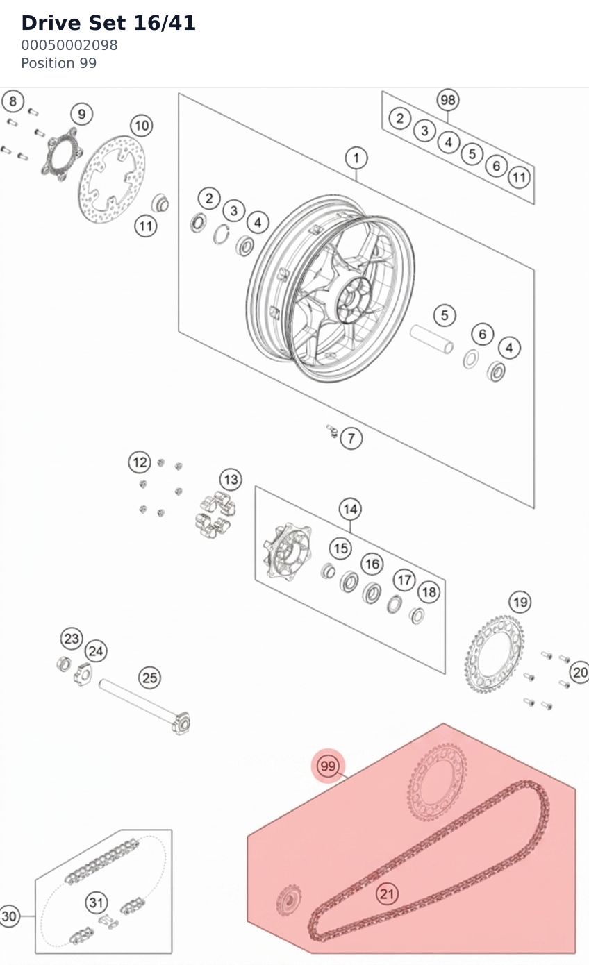 Diagram preview: Drive Set 16/41 (00050002098)