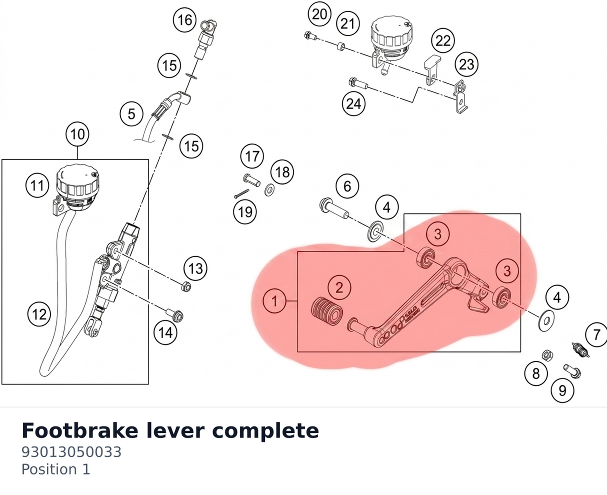 Diagram preview: Footbrake lever complete (93013050033)