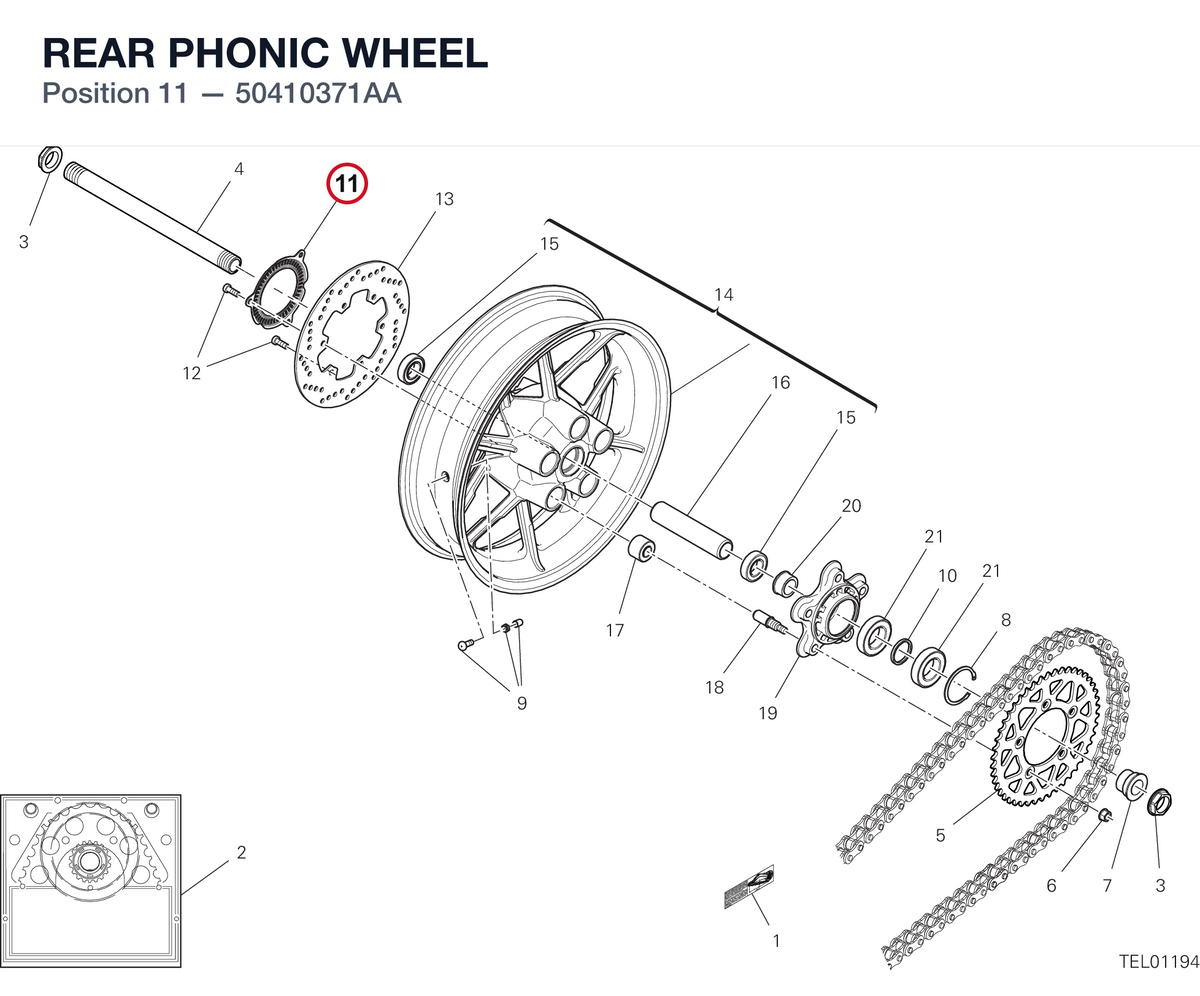 REAR PHONIC WHEEL 50410371AA diagram position
