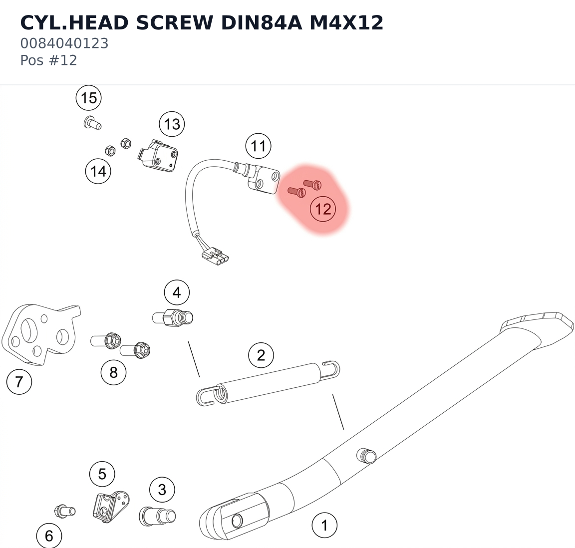 Diagram preview: CYL.HEAD SCREW DIN84A M4X12 (0084040123)