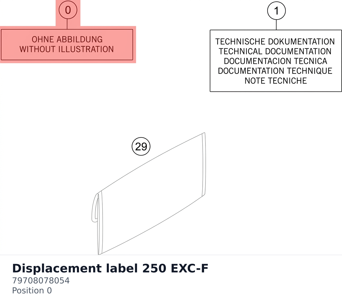 Diagram preview: Displacement label 250 EXC-F (79708078054)