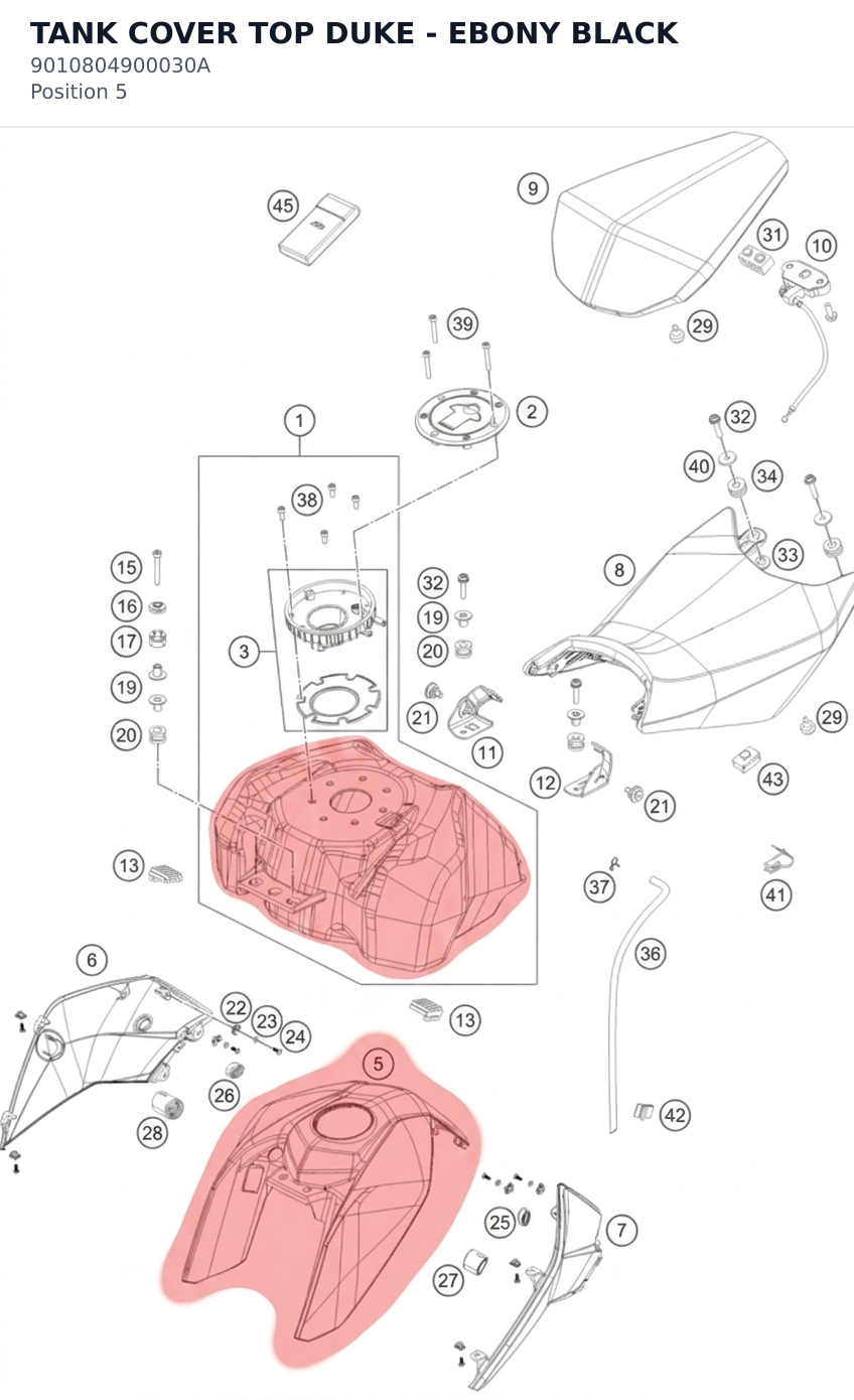 Diagram preview: TANK COVER TOP DUKE - EBONY BLACK (9010804900030A)
