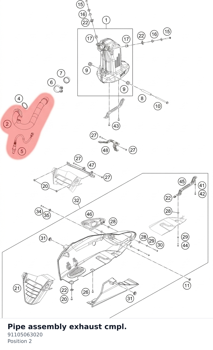 Diagram preview: Pipe assembly exhaust cmpl. (91105063020)
