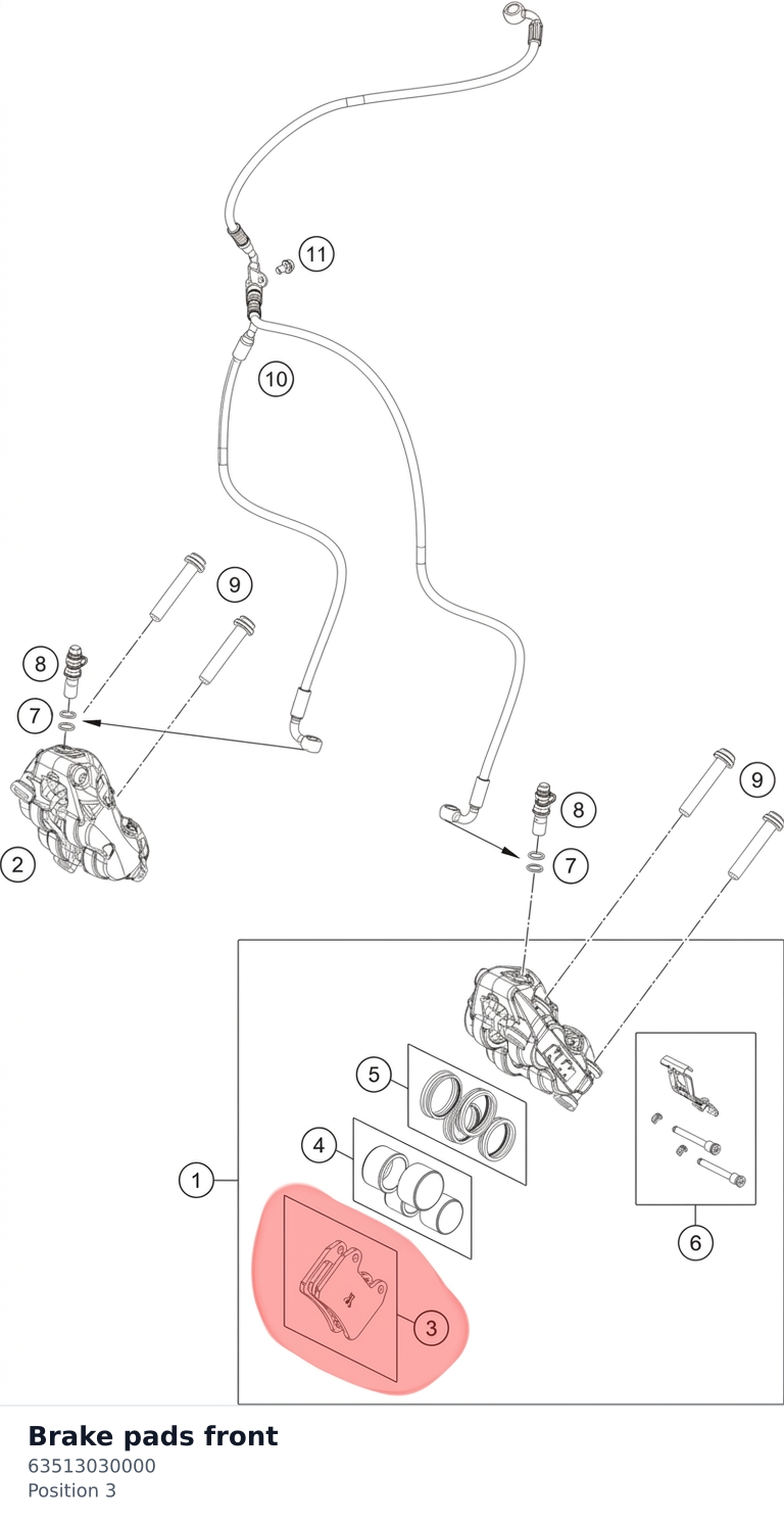 Diagram preview: Brake pads front (63513030000)