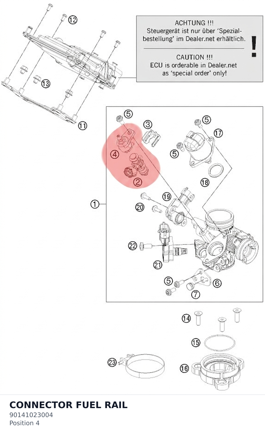 Diagram preview: CONNECTOR FUEL RAIL (90141023004)