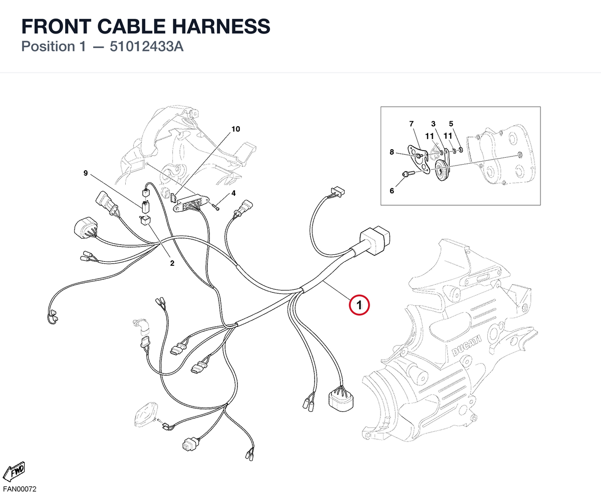 FRONT CABLE HARNESS 51012433A diagram position