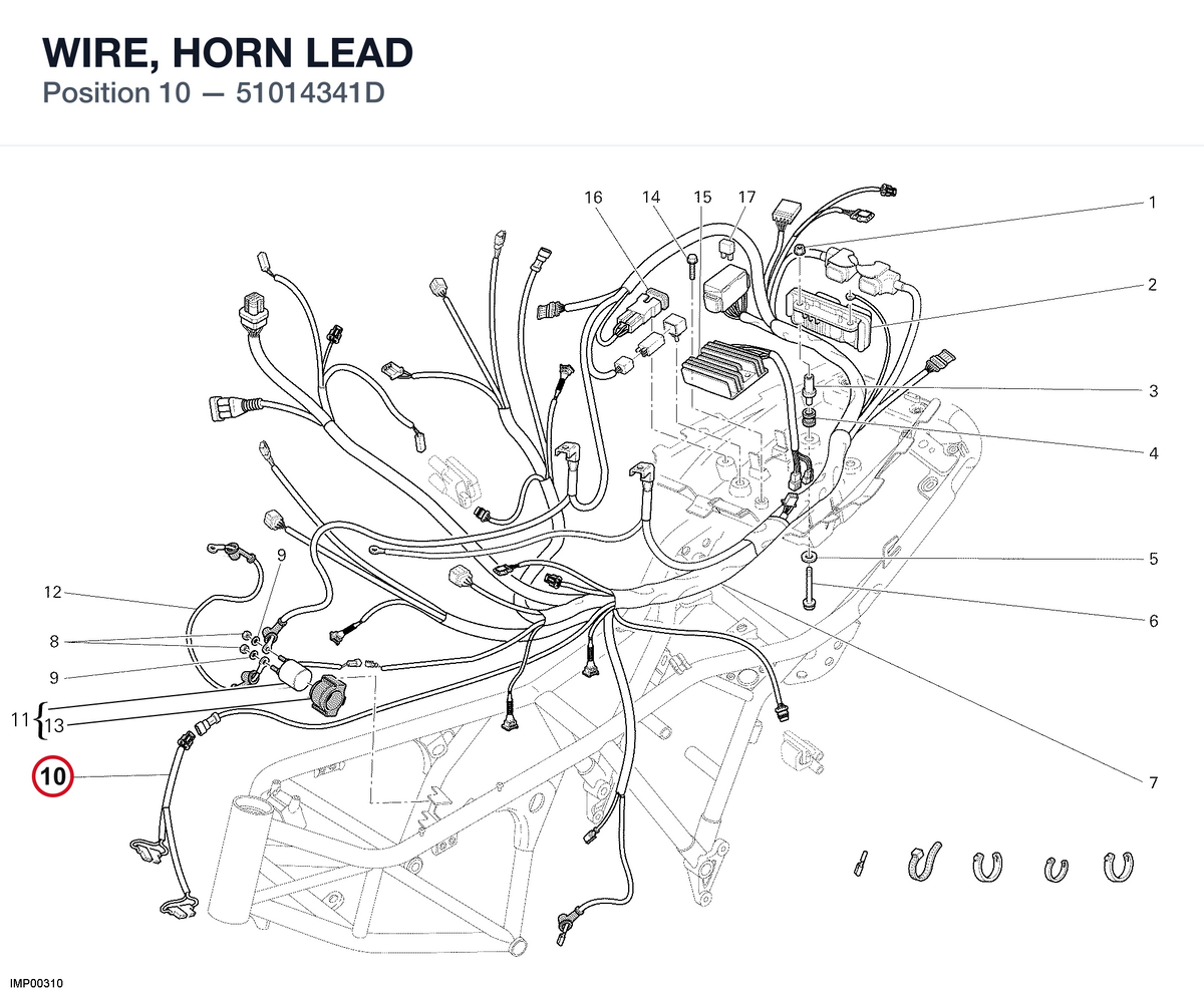 WIRE, HORN LEAD 51014341D diagram position
