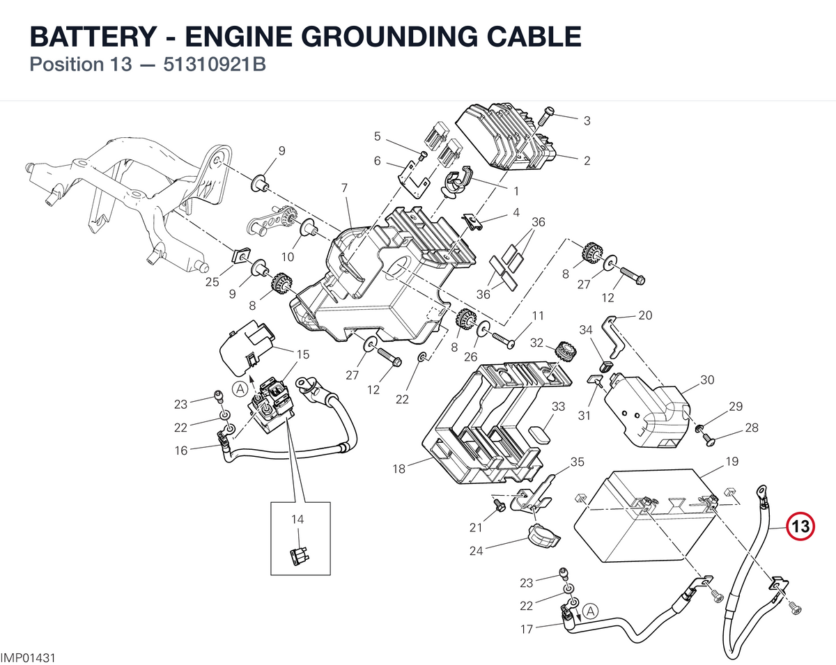 BATTERY - ENGINE GROUNDING CABLE 51310921B diagram position