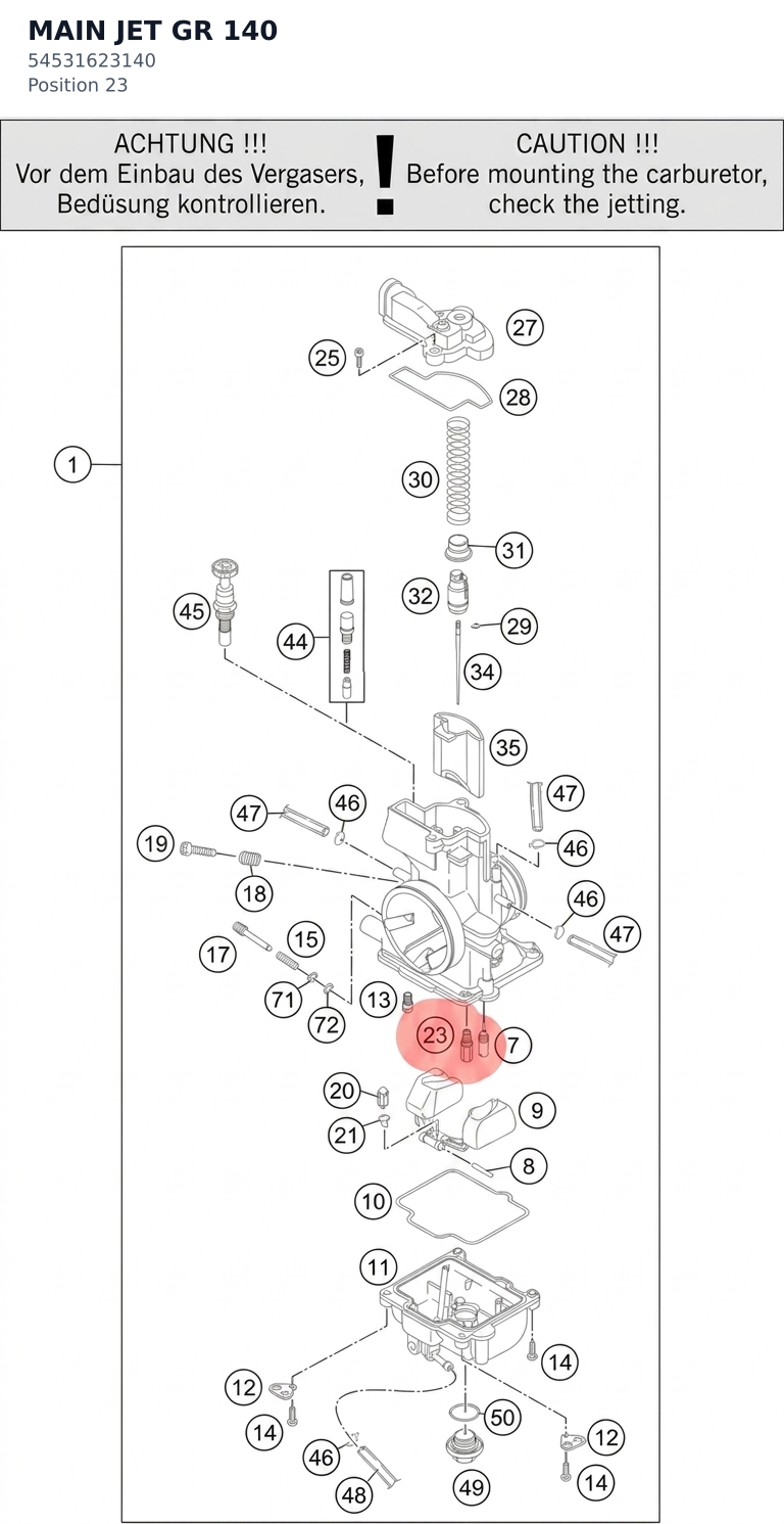 Diagram preview: MAIN JET GR 140 (54531623140)