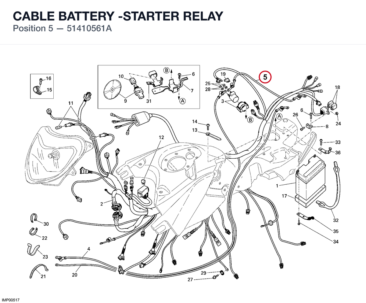 CABLE BATTERY -STARTER RELAY