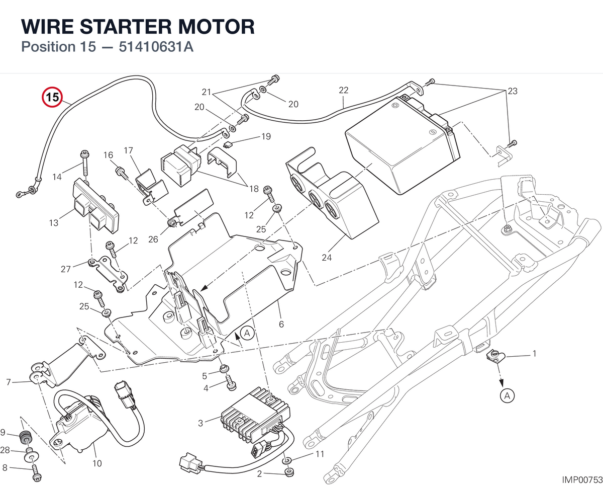 WIRE STARTER MOTOR 51410631A diagram position