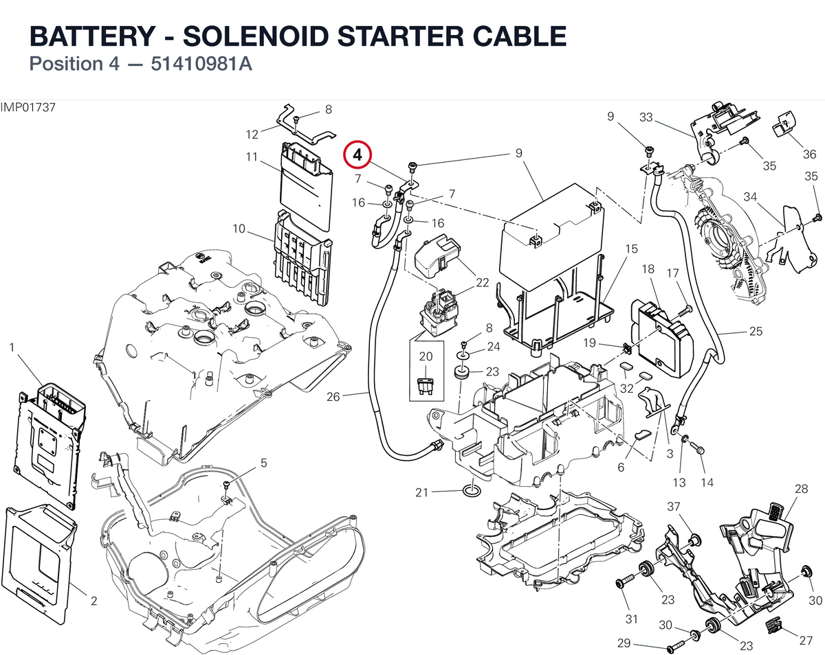 BATTERY - SOLENOID STARTER CABLE 51410981A diagram position