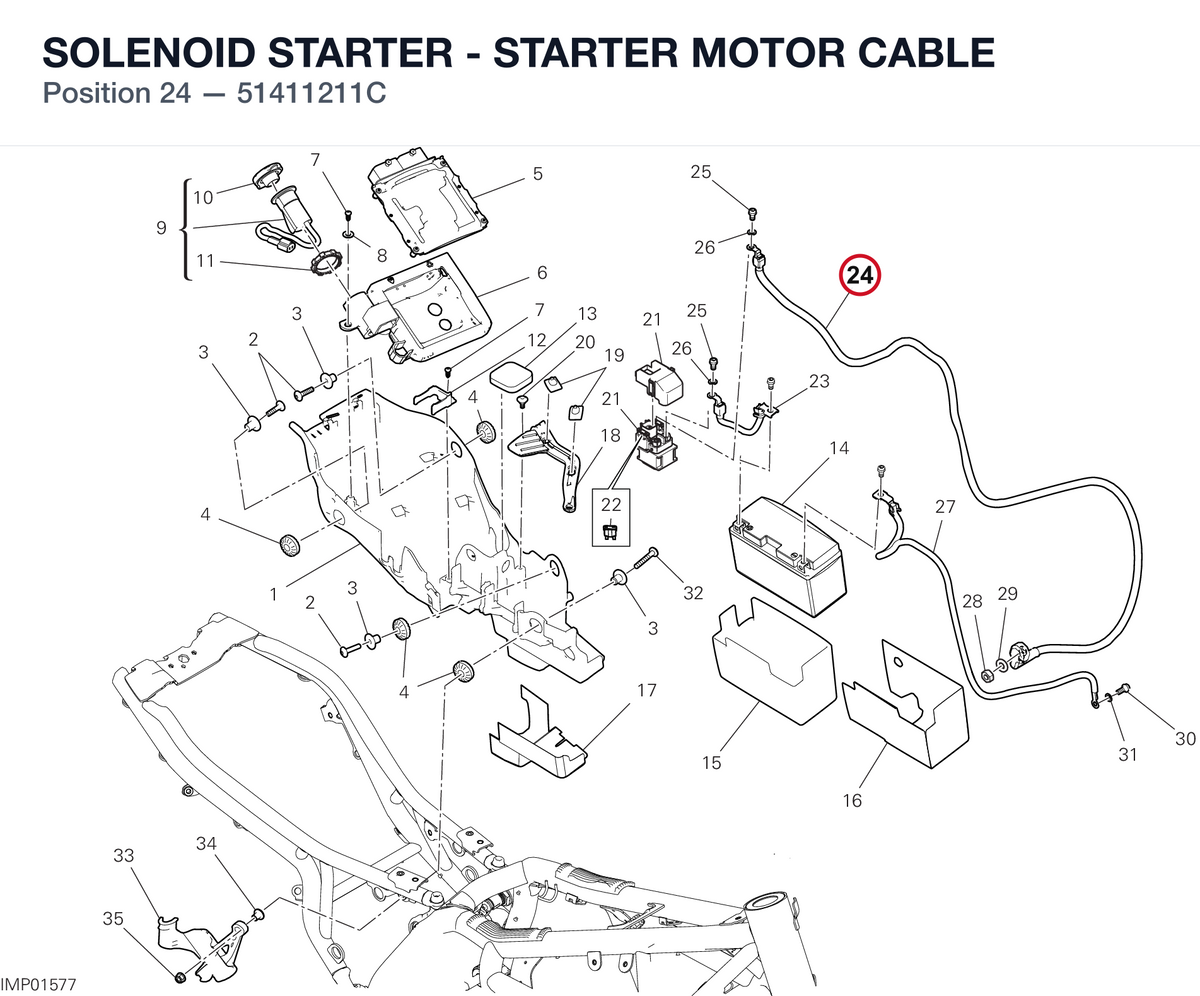 SOLENOID STARTER - STARTER MOTOR CABLE 51411211C diagram position