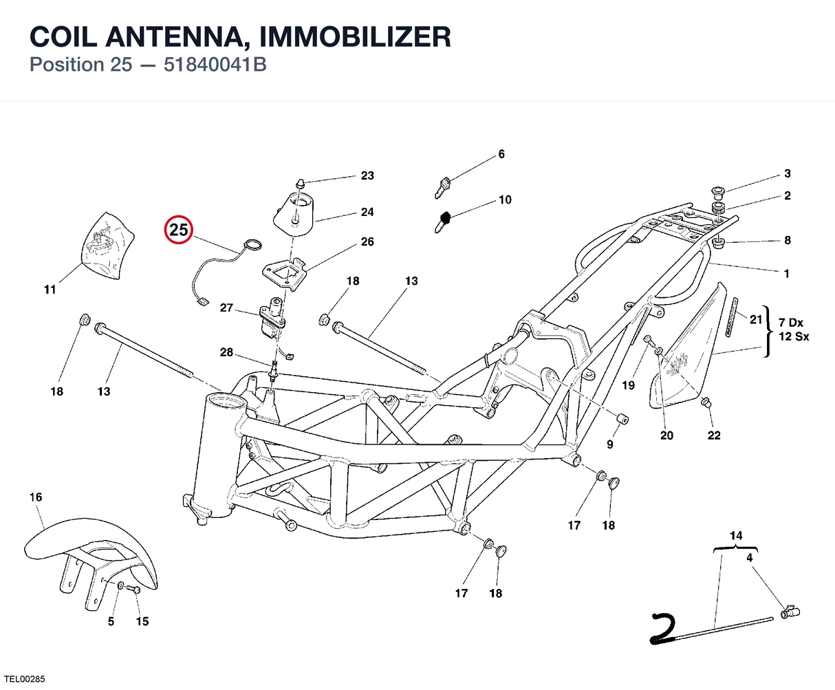 COIL ANTENNA, IMMOBILIZER 51840041B diagram position