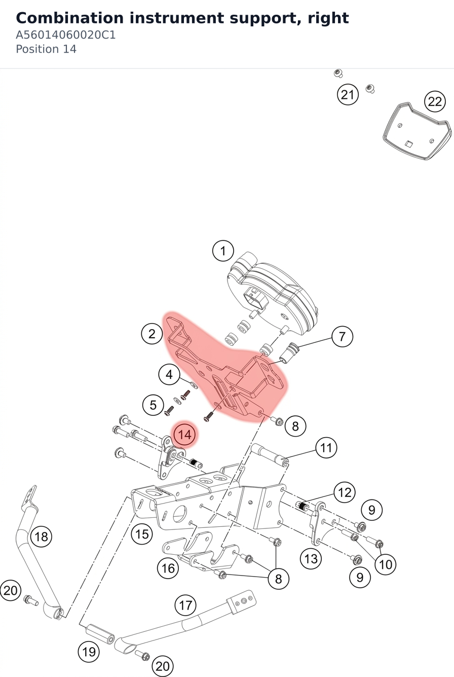 Diagram preview: Combination instrument support, right (A56014060020C1)