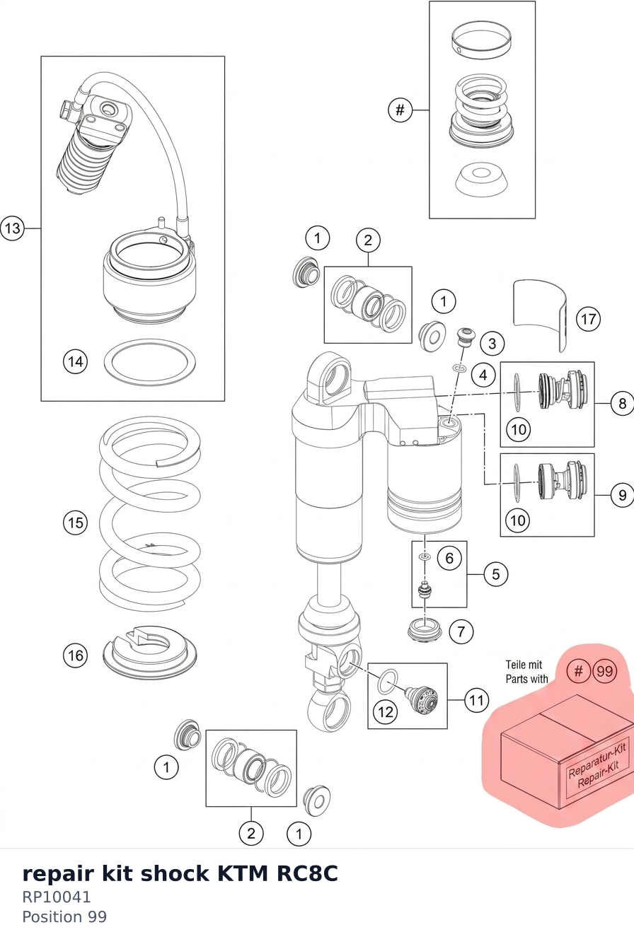 Diagram preview: repair kit shock KTM RC8C (RP10041)